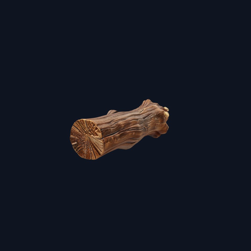 Driftwood Brass Accent Log D model pack
